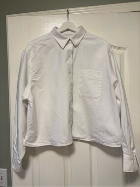 JW Anderson Uniqlo Cropped Oxford shirt, white, XL